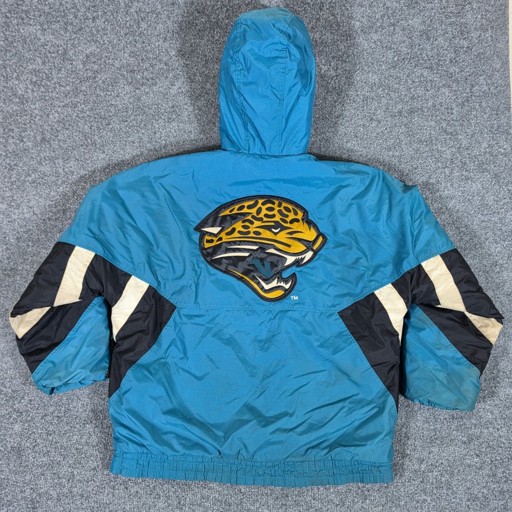 Vintage Starter Jacksonville Jaguars NFL Puffer Jacket Teal Black Mens Medium